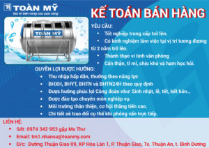 công ty Toàn Mỹ tuyển dụng kế toán bán hàng