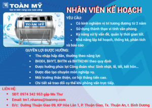 tuyển dụng nhân viên kế hoạch vật tư